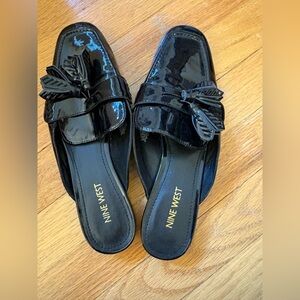 Nine West Glossy Black Mules